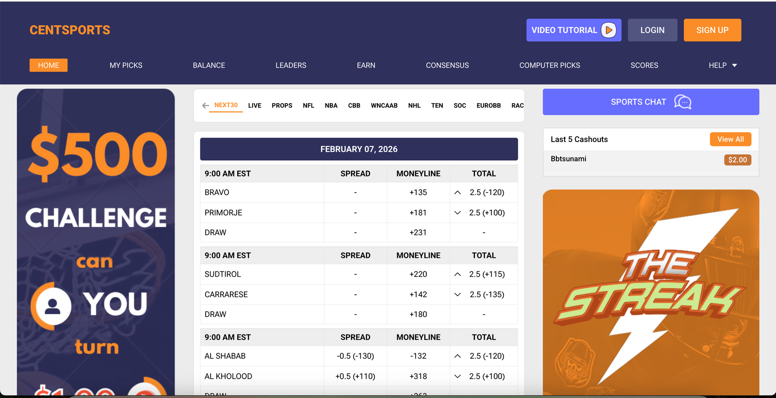 Centsports – Sports Prediction Platform